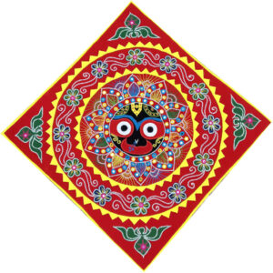 2.5 × 2.5 ft Handcrafted Pipili Appliqué Velvet Jagannath Wall Hanging – Red Colour