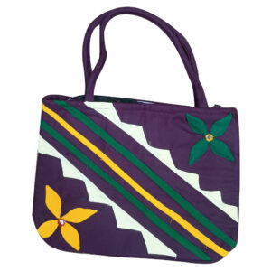 11 × 8 Inch Cotton Bag – Traditional Odisha Design - Deep Purple