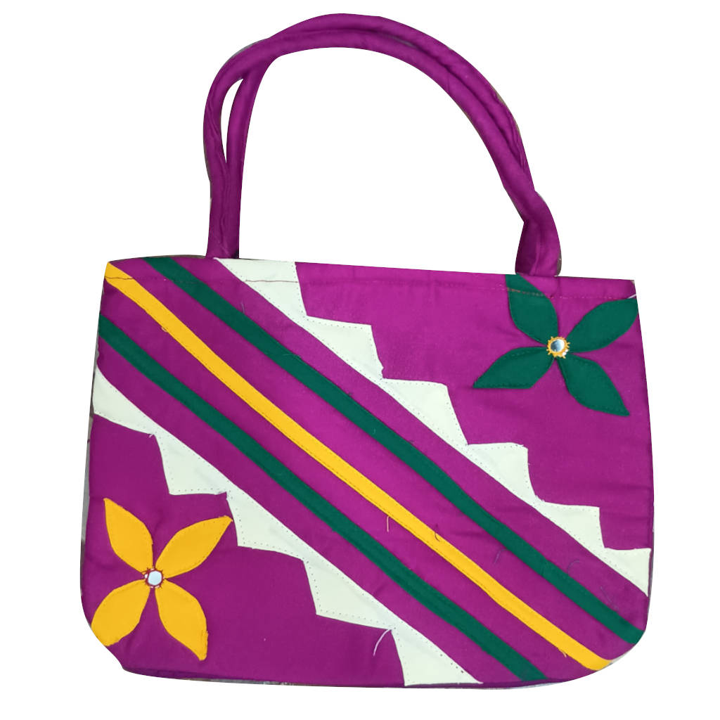 11 × 8 Inch Cotton Bag – Traditional Odisha Design - Light Purple