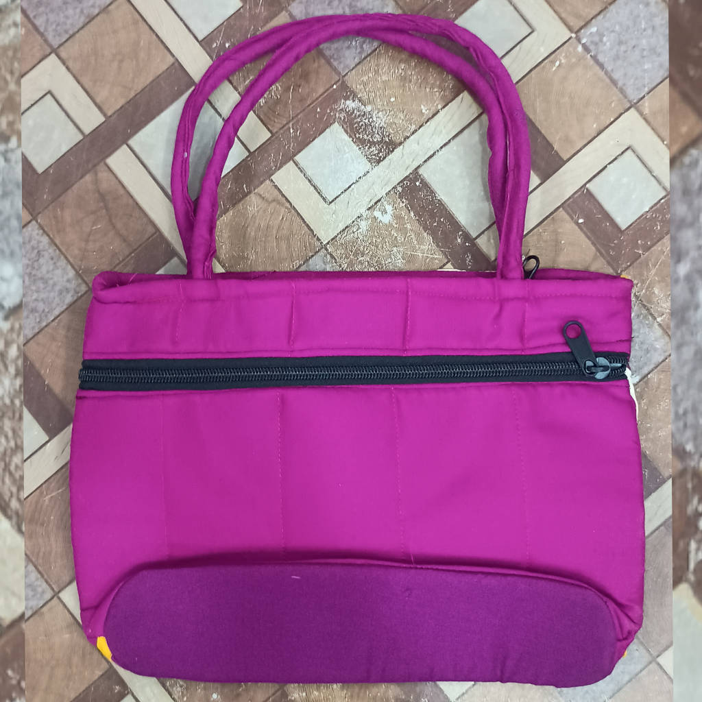 11 × 8 Inch Cotton Bag – Traditional Odisha Design - Light Purple