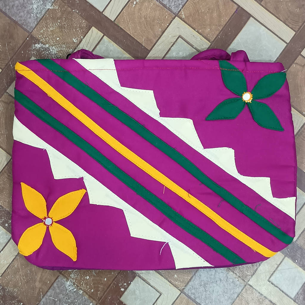 11 × 8 Inch Cotton Bag – Traditional Odisha Design - Light Purple