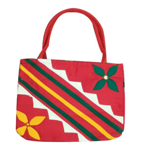 11 × 8 Inch Cotton Bag – Traditional Odisha Design - Red