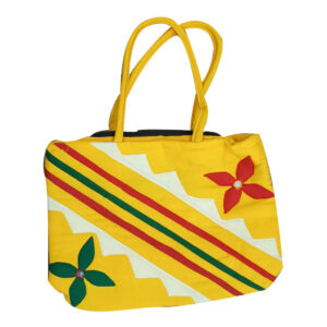 11 × 8 Inch Cotton Bag Traditional Odisha Design - Yellow Patch