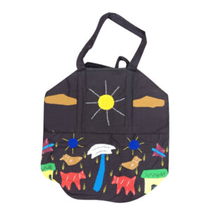 16 × 16 inch Modern Patchwork Cotton Bag - Black