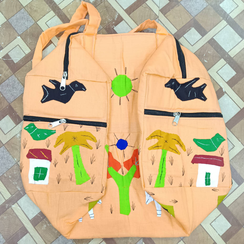 16 × 16 inch Modern Patchwork Cotton Bag - LightOrange