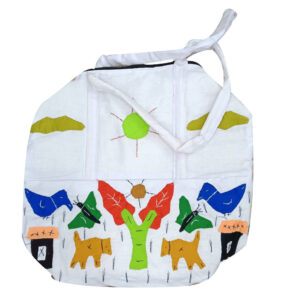 16 × 16 inch Modern Patchwork Cotton Bag - White