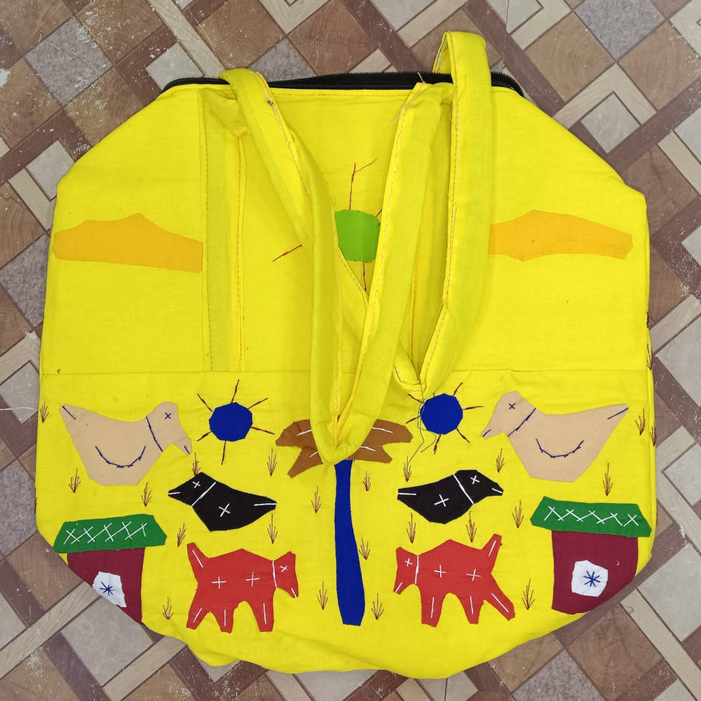16 × 16 inch Modern Patchwork Cotton Bag - Yellow