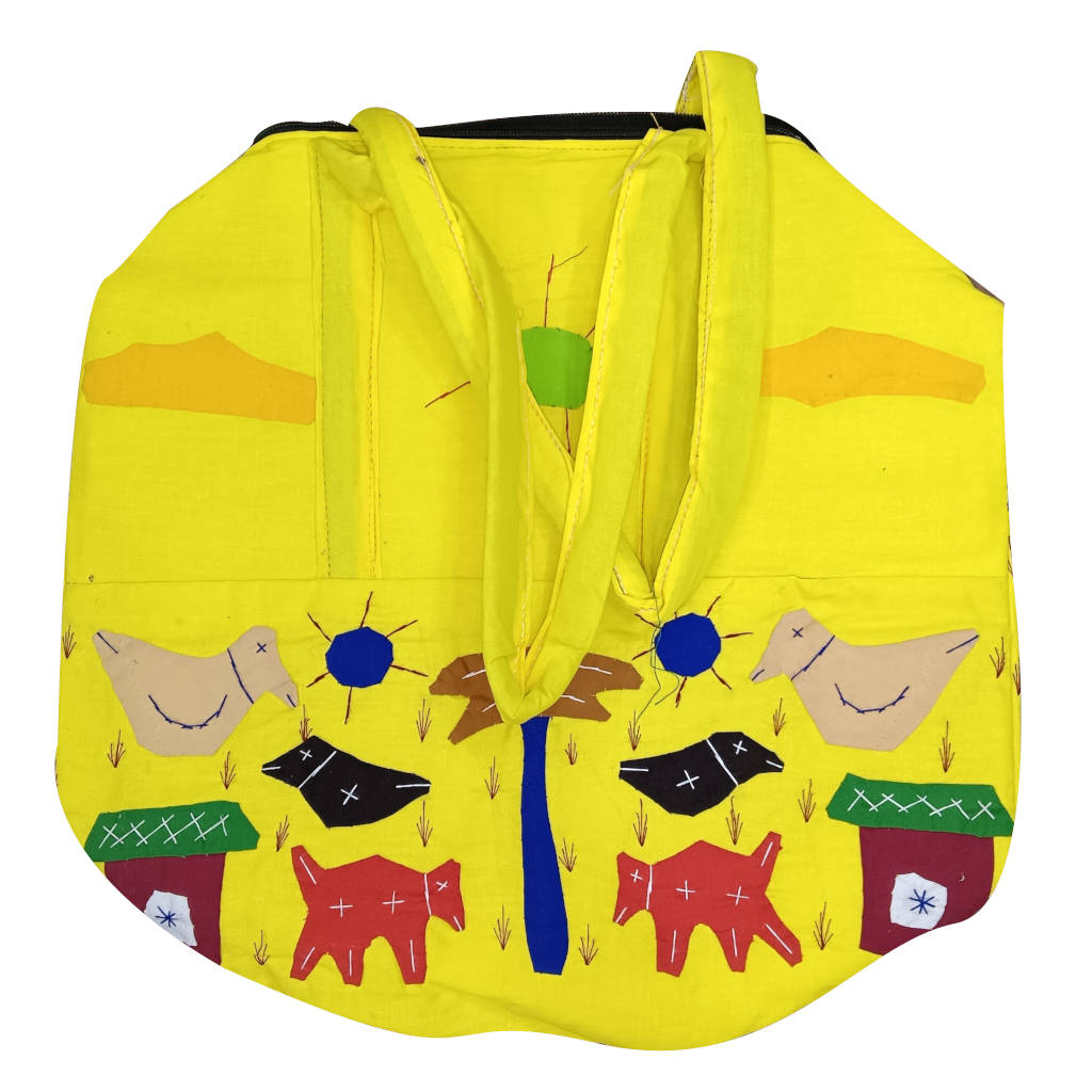 16 × 16 inch Modern Patchwork Cotton Bag - Yellow