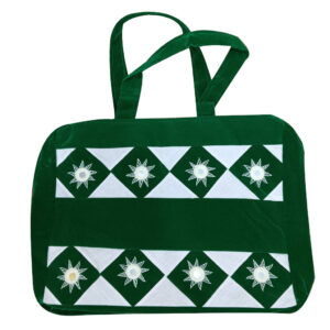 16 × 12 inch Velvet Pipili Mudia Design Bag - Green White