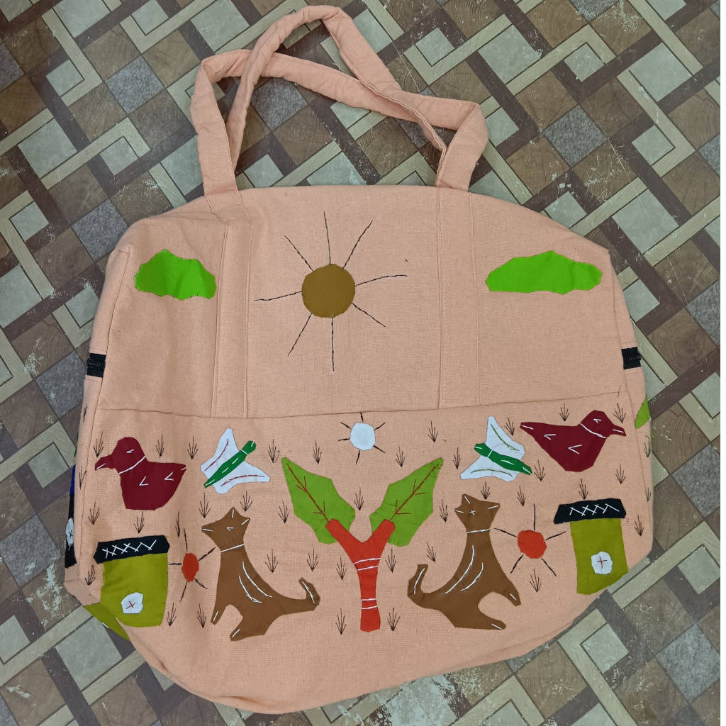 19 × 17 inch Cotton Modern Patchwork Bag - Special - Light Orange