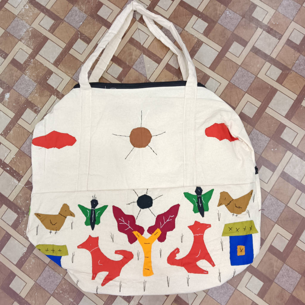 19 × 17 inch Cotton Modern Patchwork Bag - Special - White