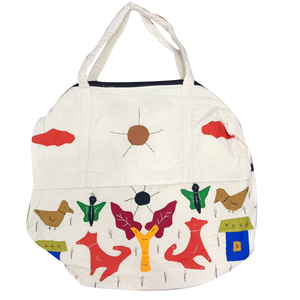 19 × 17 inch Cotton Modern Patchwork Bag - Special - White