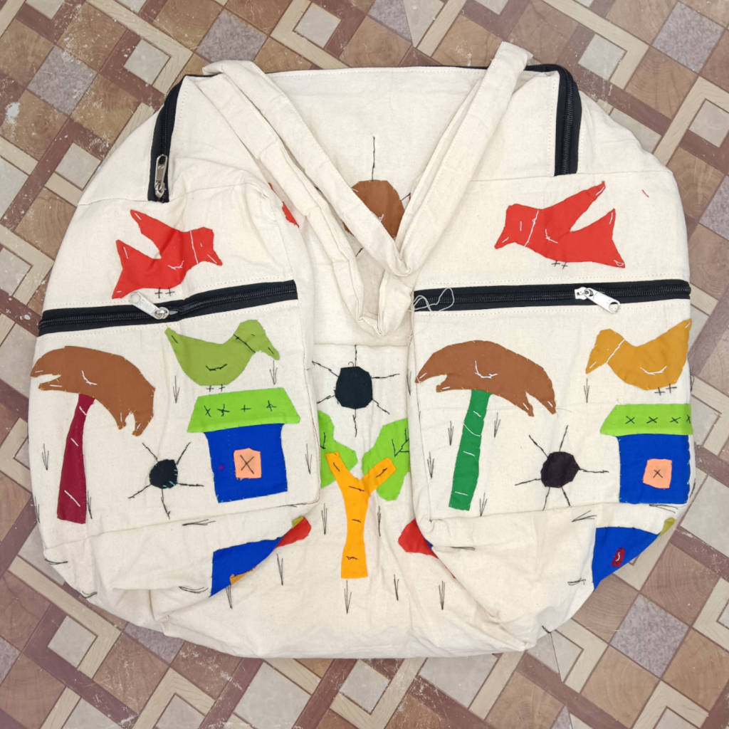 19 × 17 inch Cotton Modern Patchwork Bag - Special - White