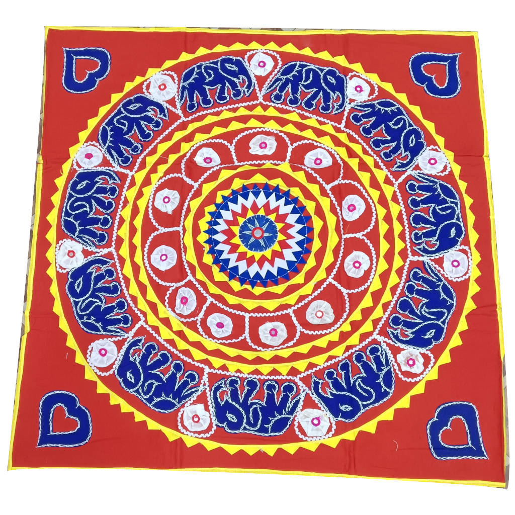 3 × 3 ft Handcrafted Traditional Cotton Elephant Design - Thin Fabric