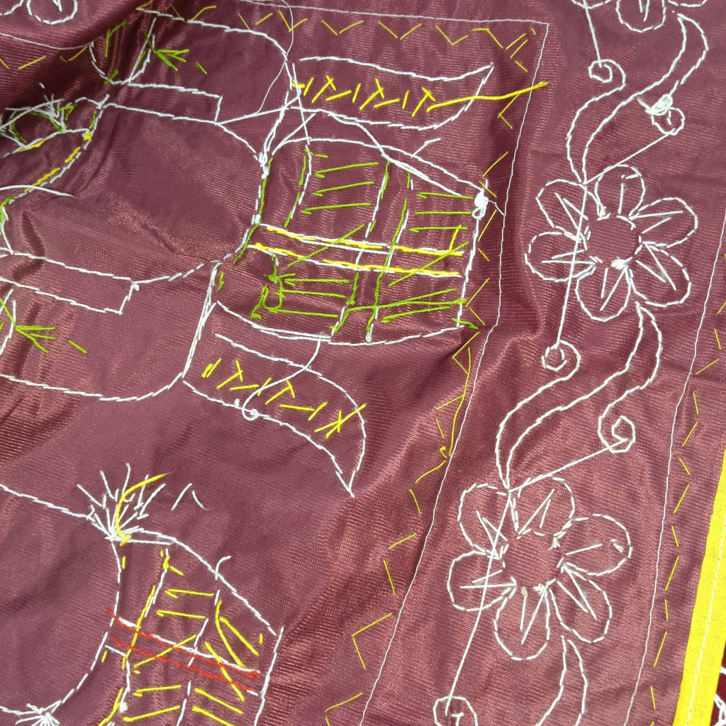 2.5 × 1.5 ft Velvet JBS Handcrafted - Maroon