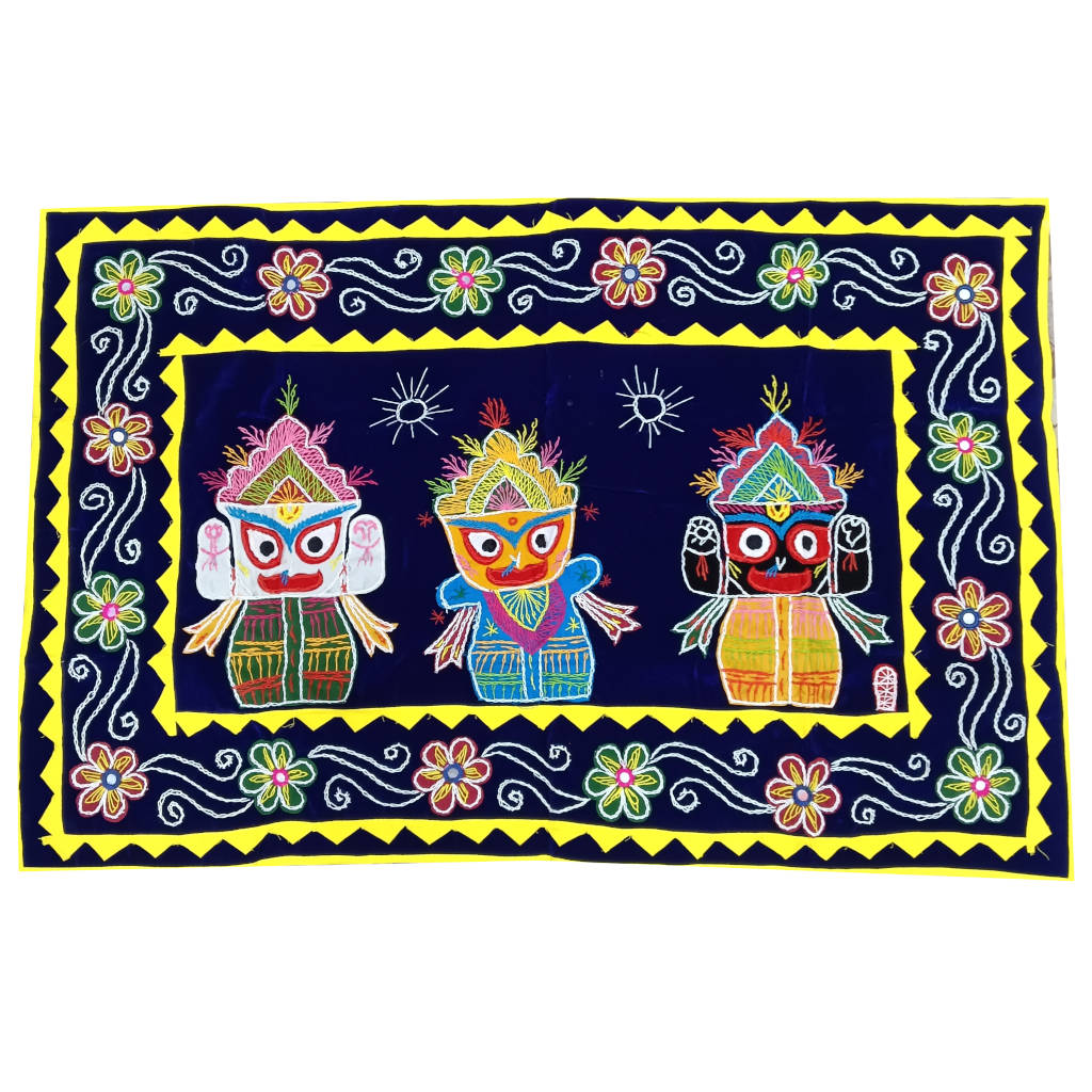 4 × 2 ft Pipili Applique JBS Handcrafted - Blue