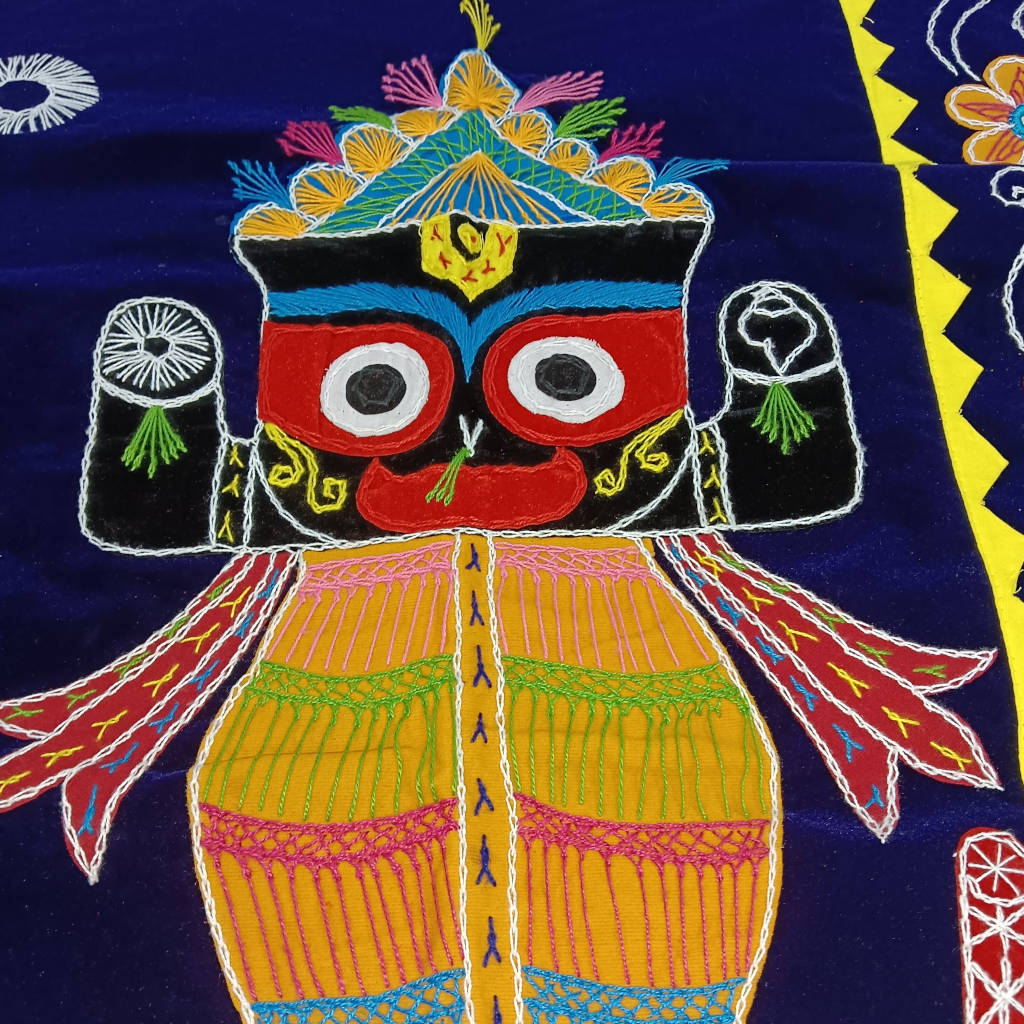 4 × 2 ft Pipili Applique JBS Handcrafted - Blue