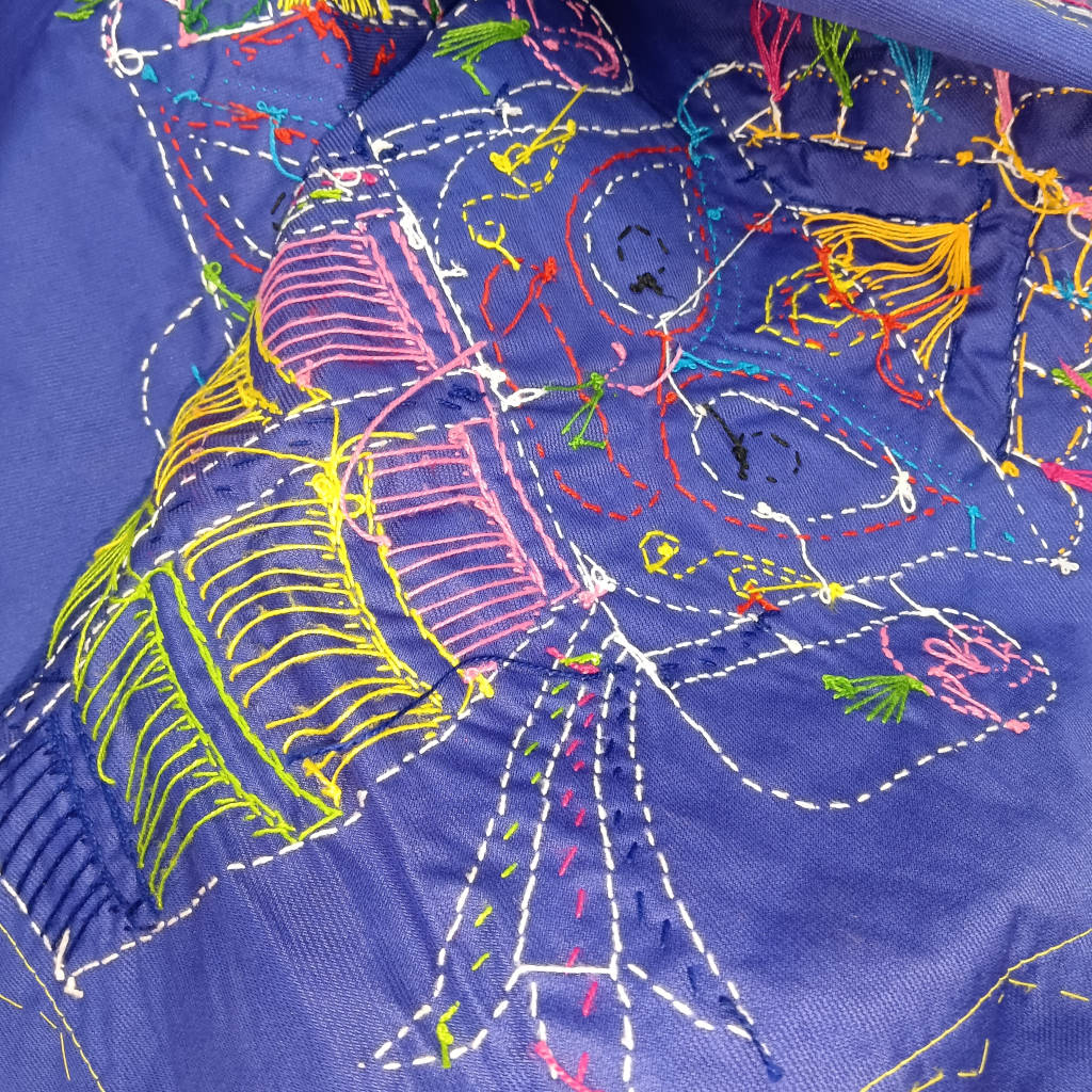 4 × 2 ft Pipili Applique JBS Handcrafted - Blue