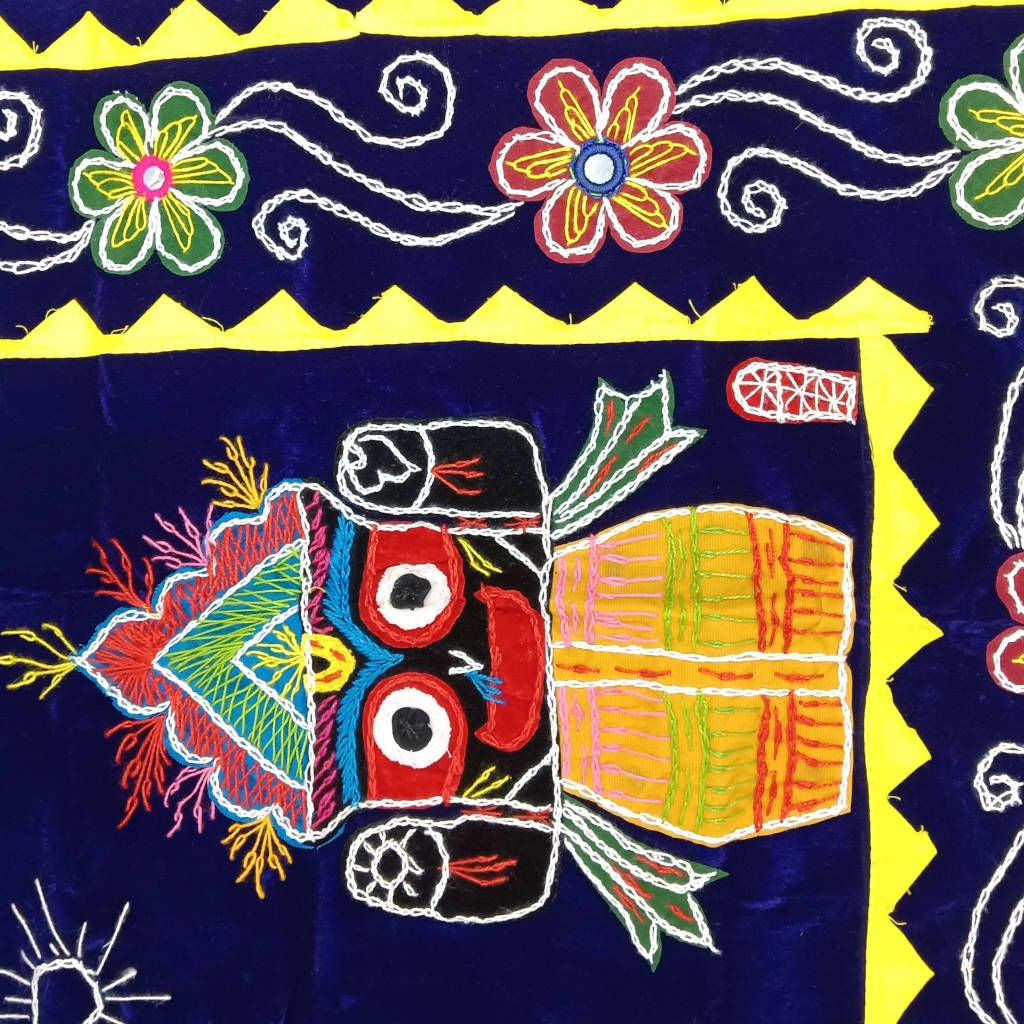 4 × 2 ft Pipili Applique JBS Handcrafted - Blue