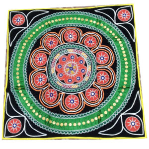 3 × 3 ft Kunchh Flower Design - Machine Made - Black