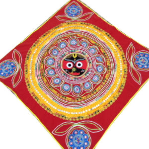 5 × 5 ft Pipili Applique Velvet Kunchh Jagannath - Red