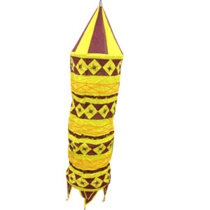 5ft Pipili Applique Yellow & Maroon Cotton Lamp