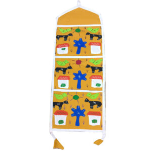 24 × 8.5 inch Patchwork Letter Holder - 3 Pockets - Yellow