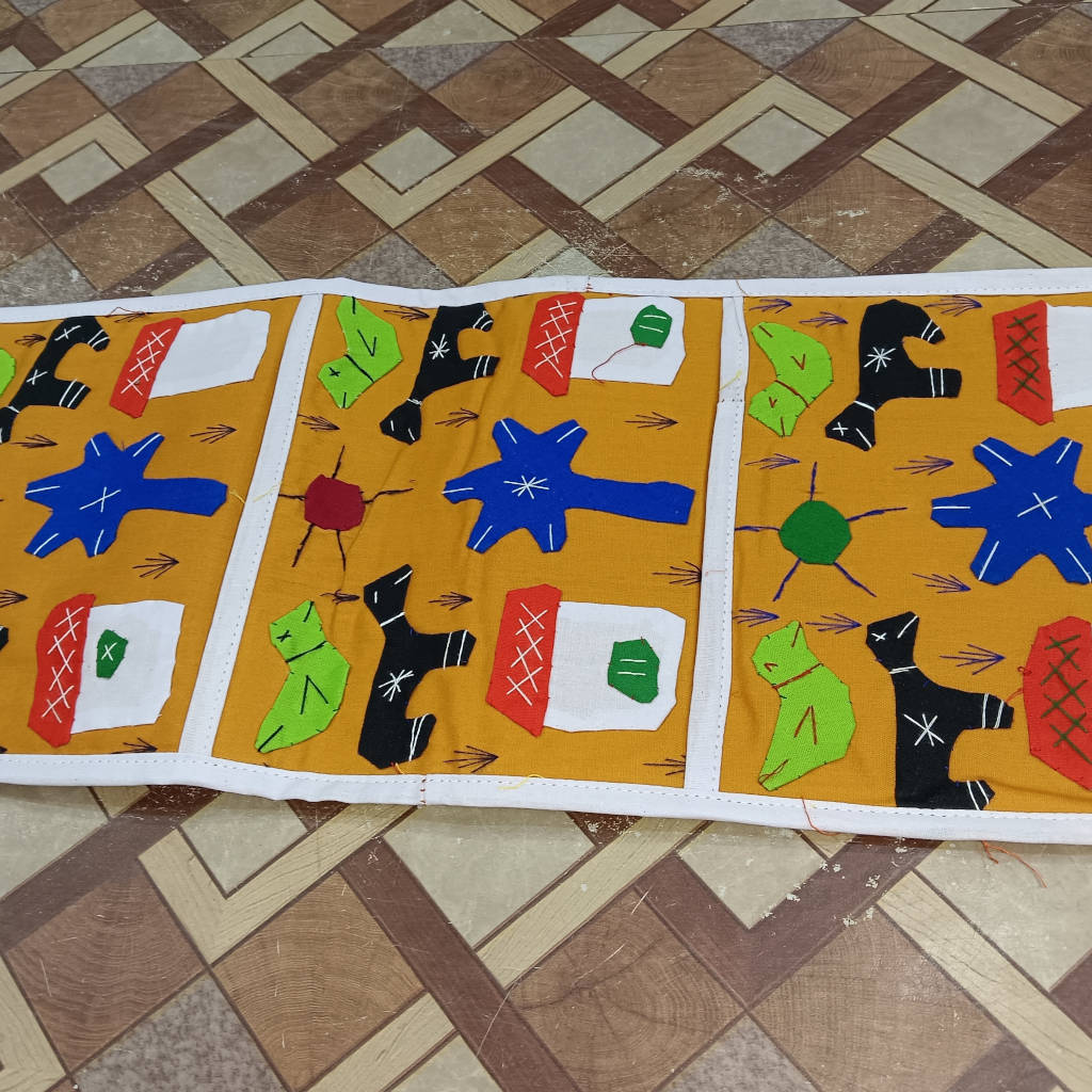 24 × 8.5 inch Patchwork Letter Holder - 3 Pockets - Yellow