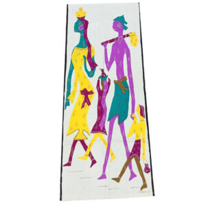 54 × 20 inch Pipili Applique Modern Patchwork Cotton - Vertical - Tribal Family Themed Applique Design - Yellow theme