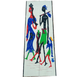 54 × 20 inch Pipili Applique Modern Patchwork Cotton - Vertical - Tribal Family Themed Applique Design - Black Blue theme