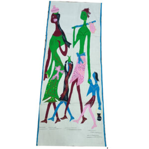 54 × 20 inch Pipili Applique Modern Patchwork Cotton - Vertical - Tribal Family Themed Applique Design - Green theme