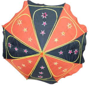 Pipili Applique Cotton Waterproof Umbrella - Black and Red
