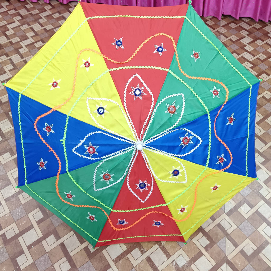 Pipili Applique Cotton Waterproof Umbrella - Multi Colour