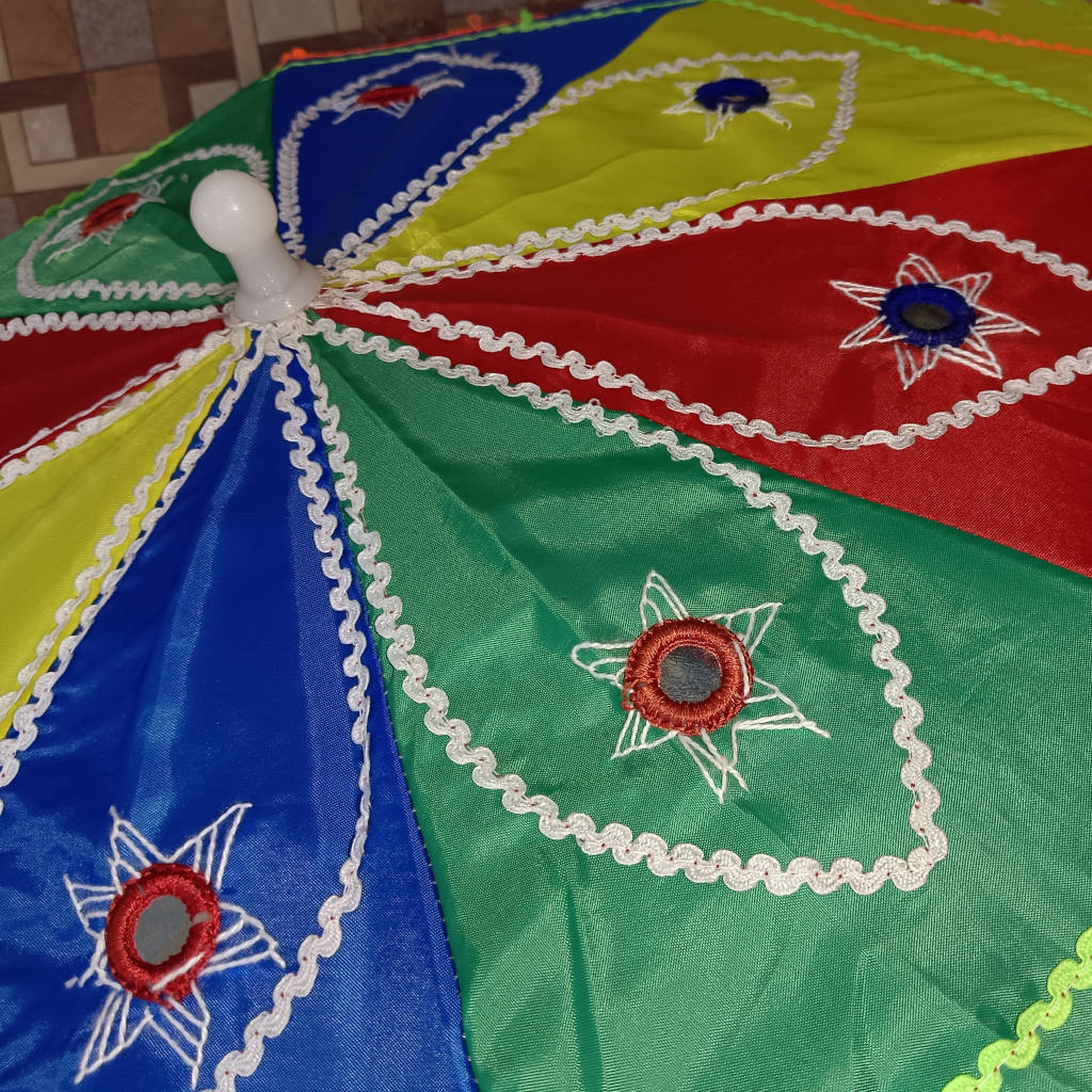 Pipili Applique Cotton Waterproof Umbrella - Multi Colour
