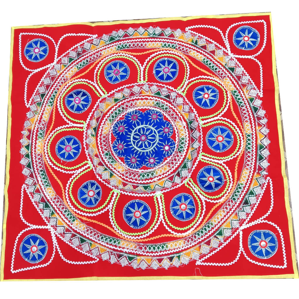 3 × 3 ft Velvet Flower Design - Machine Made