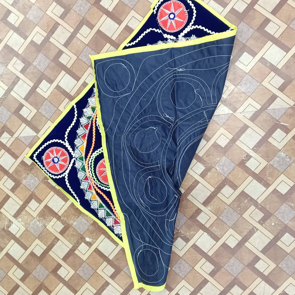 2.5 × 2.5 ft Velvet Jagannath - 80% Handcrafted, 20% Machine