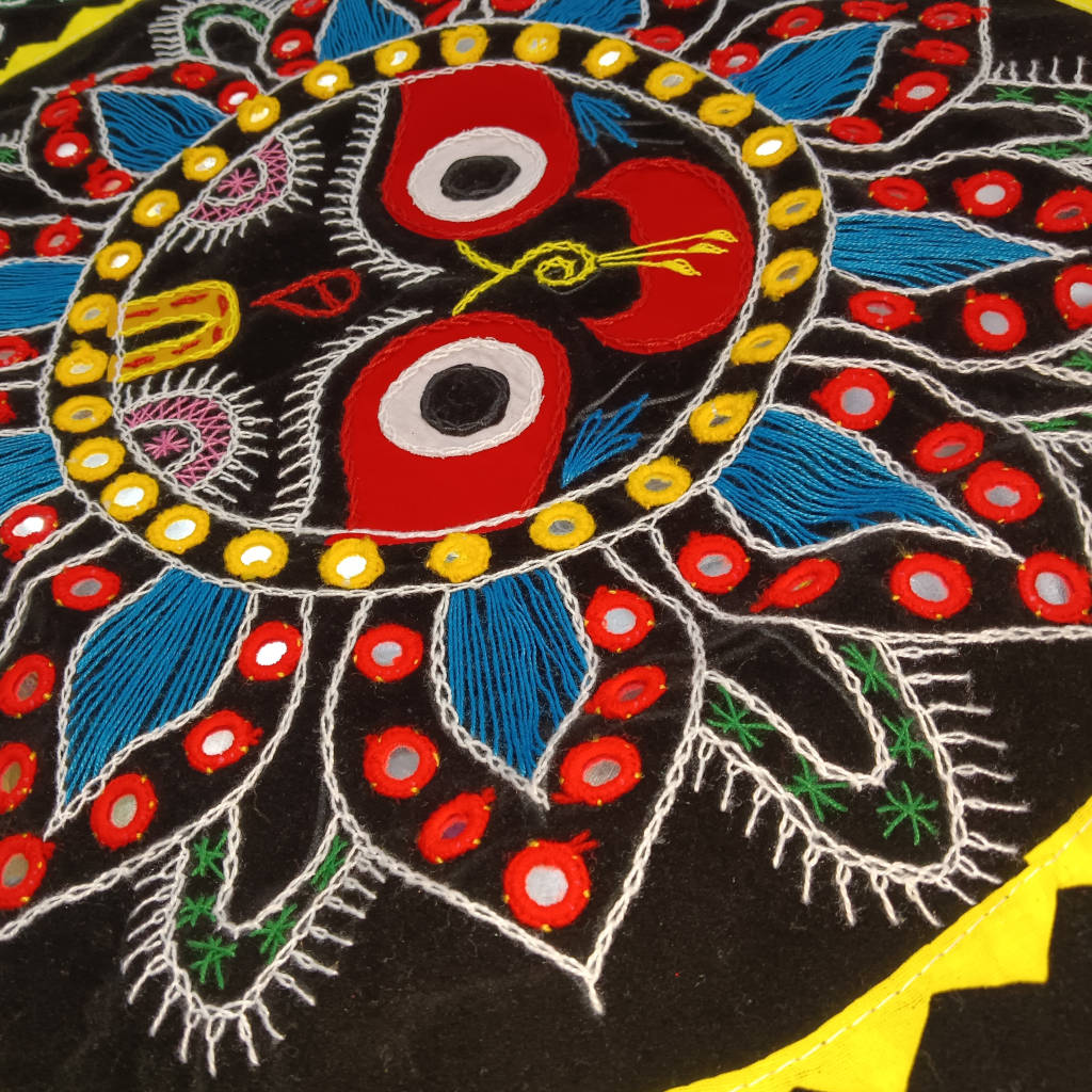 2.5 × 2.5 ft Handcrafted Velvet Jagannath - Black