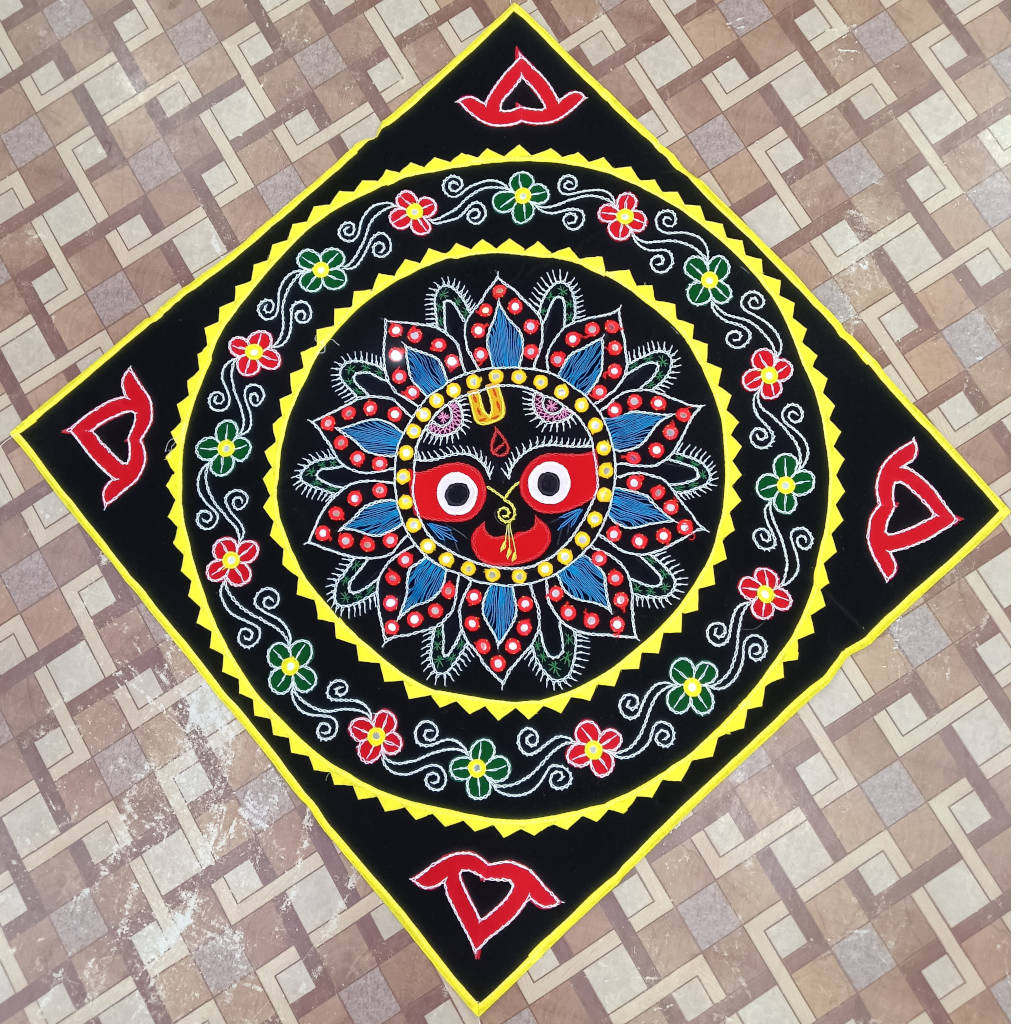 2.5 × 2.5 ft Handcrafted Velvet Jagannath - Black