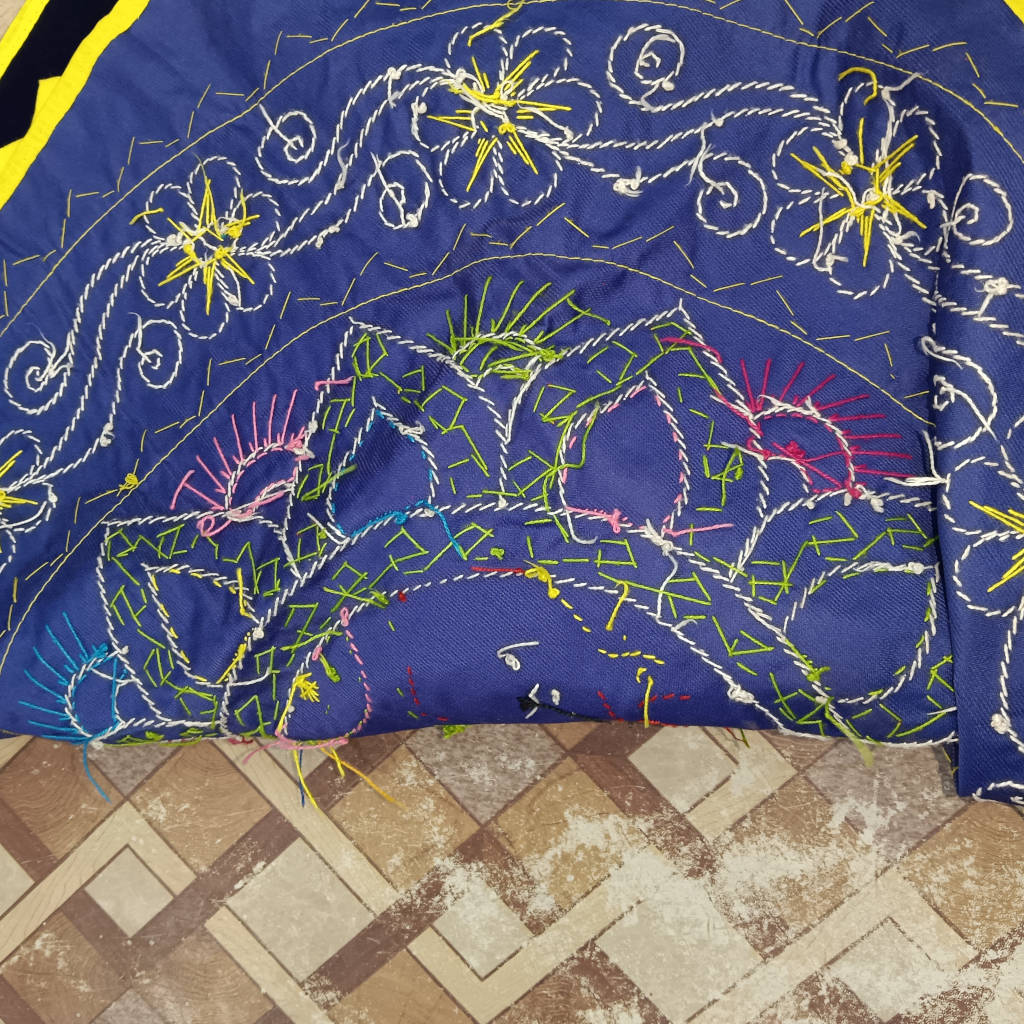 2.5 × 2.5 ft Handcrafted Velvet Jagannath - BlueRed