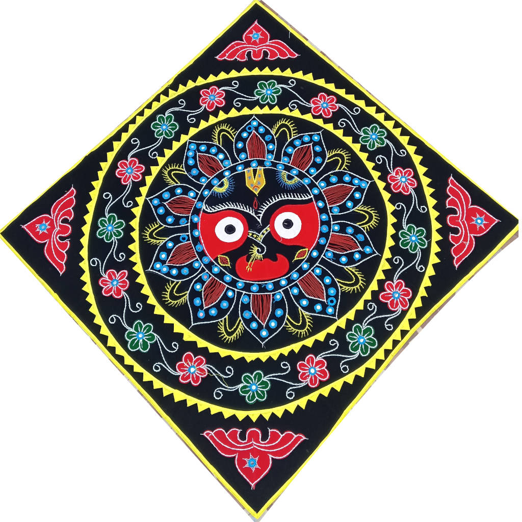 3 × 3 ft Handcrafted Velvet Jagannath - Black