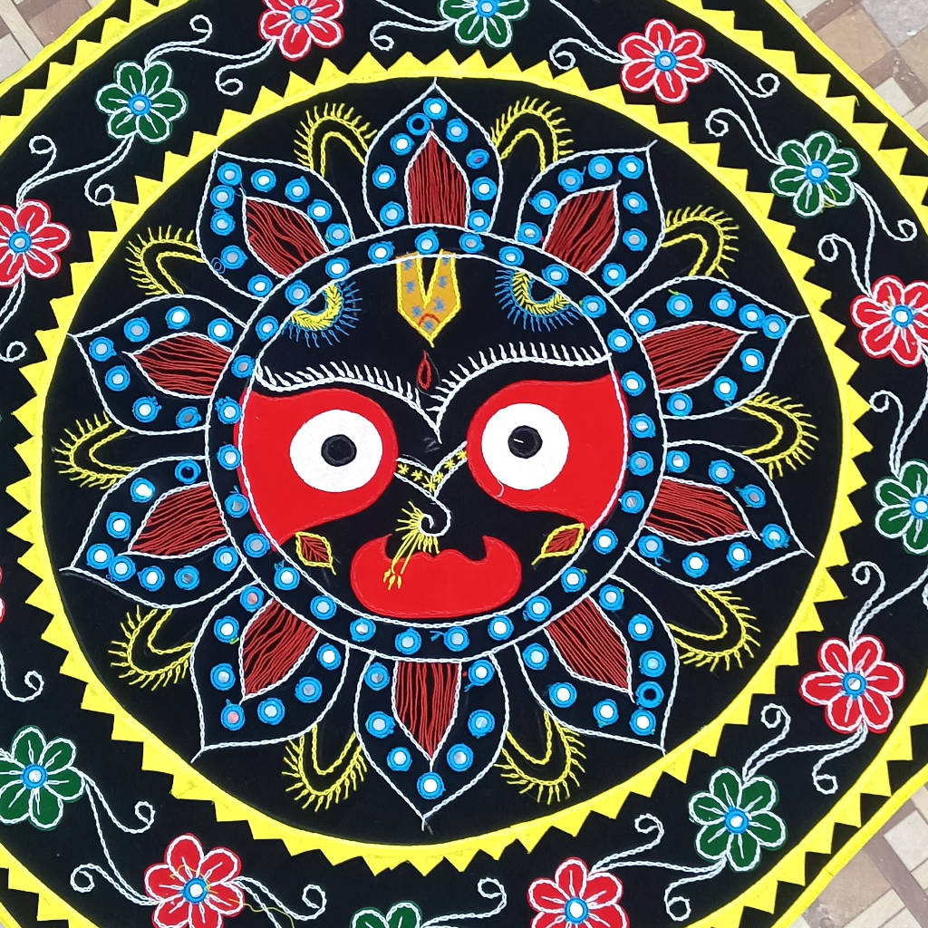 3 × 3 ft Handcrafted Velvet Jagannath - Black