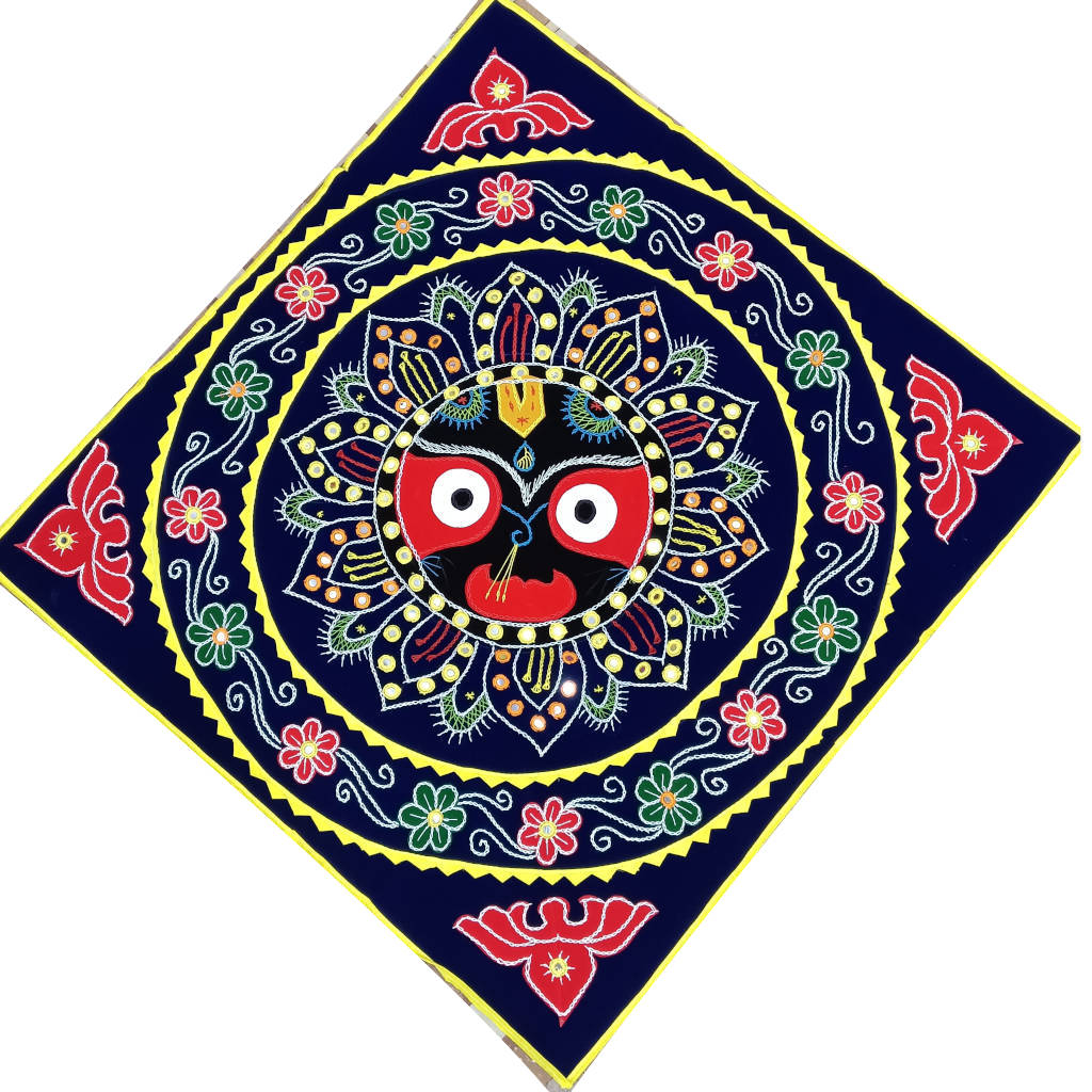 3 × 3 ft Handcrafted Velvet Jagannath - Blue