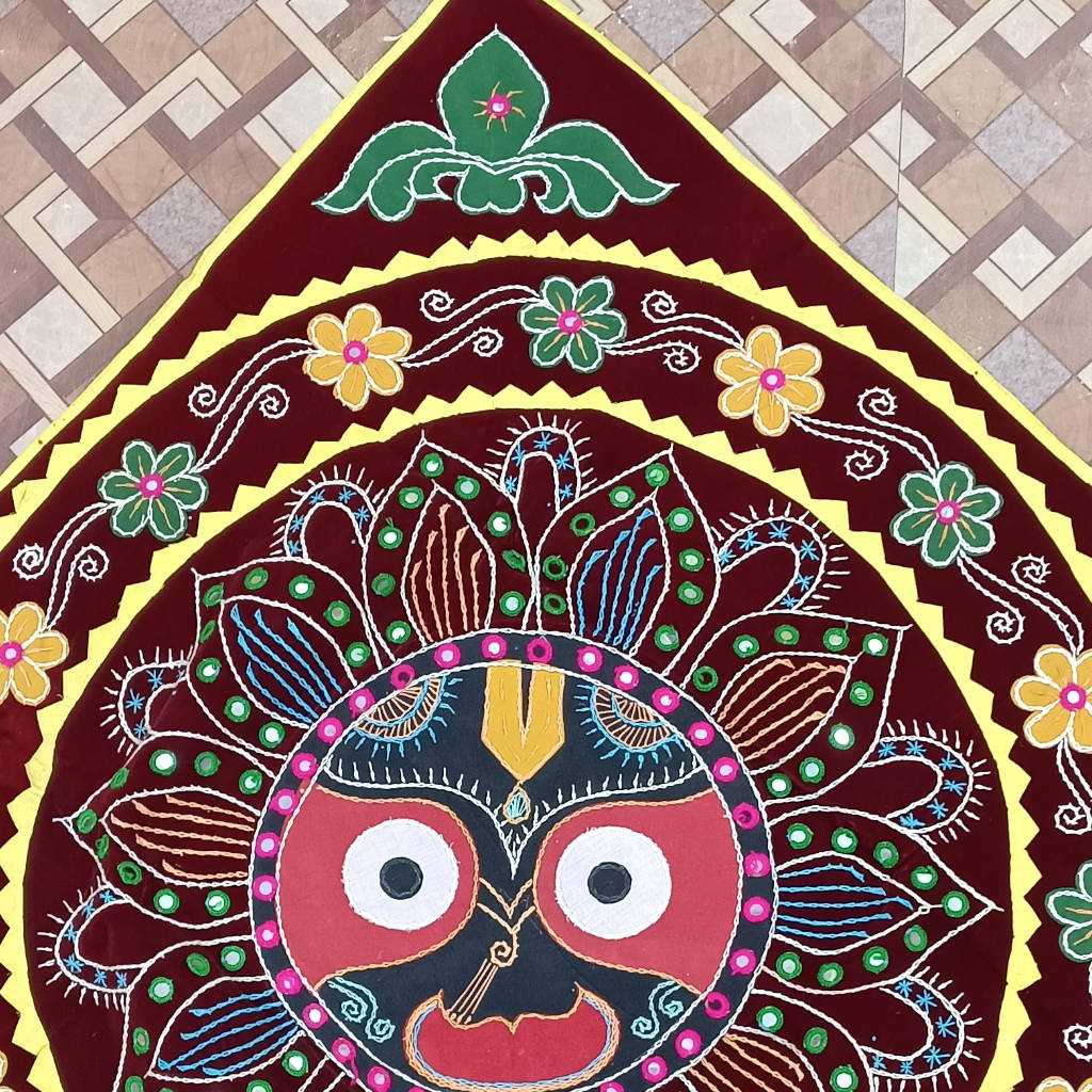 3 × 3 ft Handcrafted Velvet Jagannath - Maroon