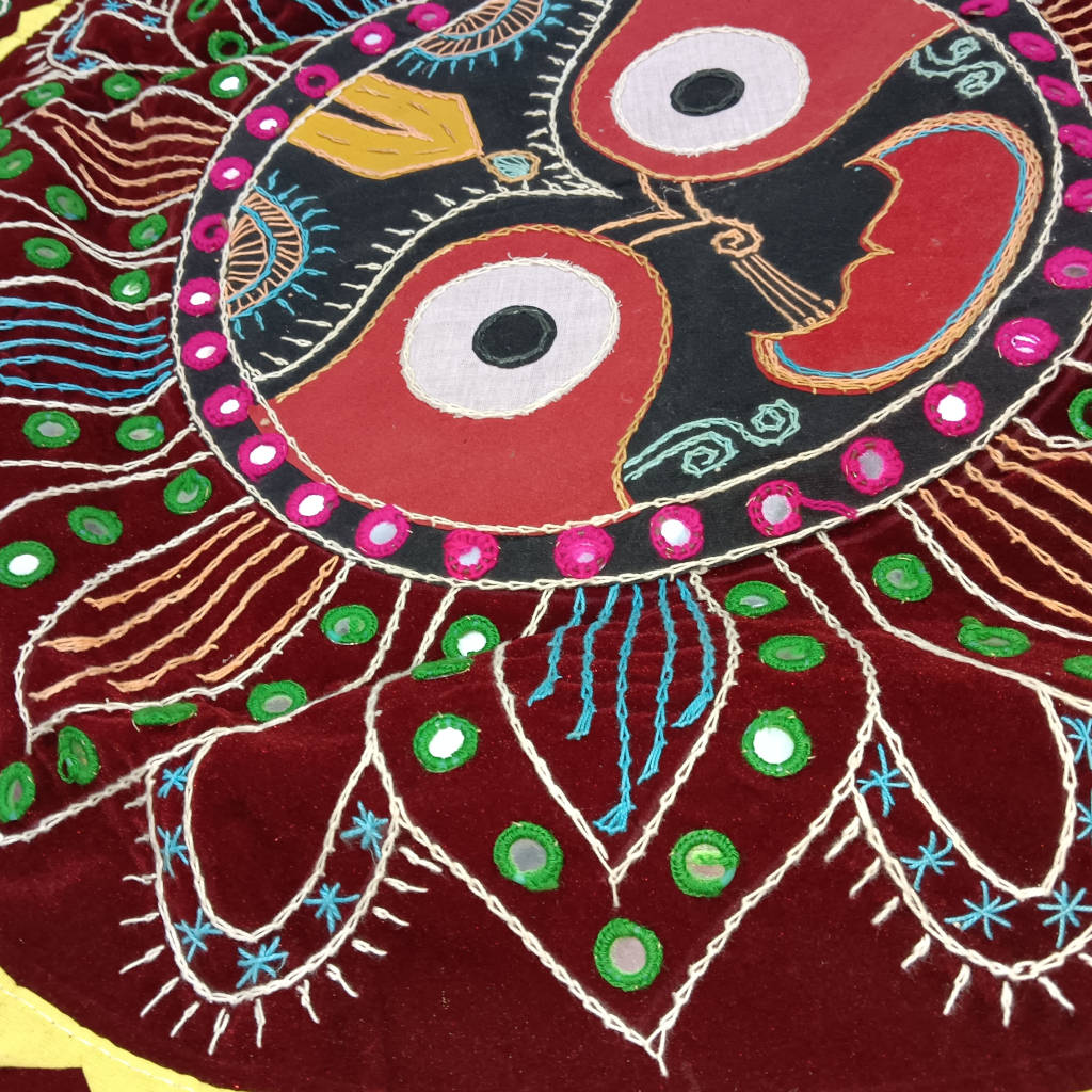 3 × 3 ft Handcrafted Velvet Jagannath - Maroon