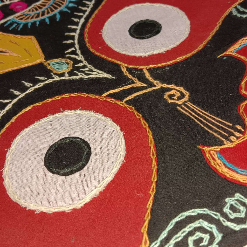3 × 3 ft Handcrafted Velvet Jagannath - Maroon