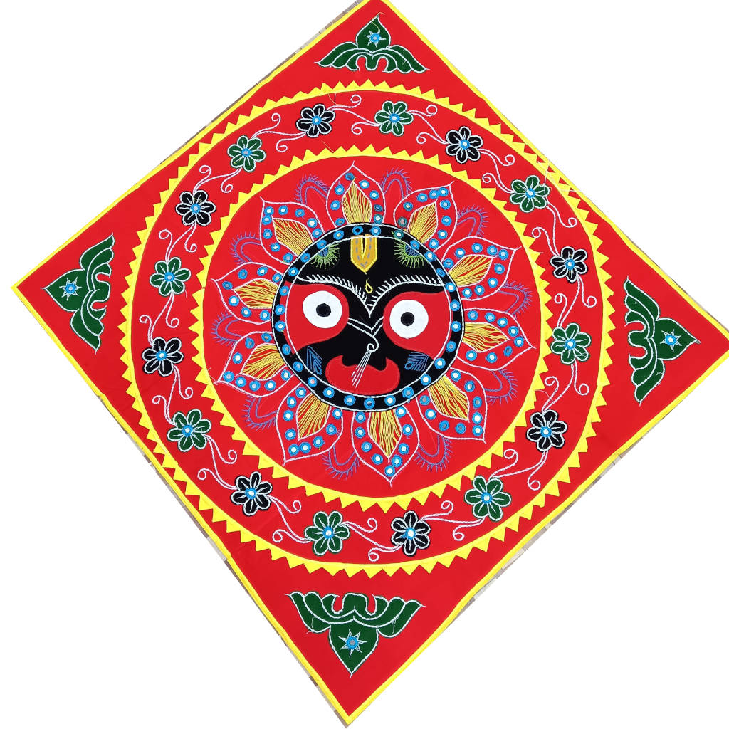 3 × 3 ft Handcrafted Velvet Jagannath - Red