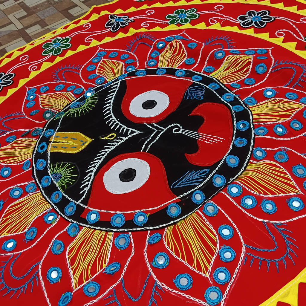 3 × 3 ft Handcrafted Velvet Jagannath - Red