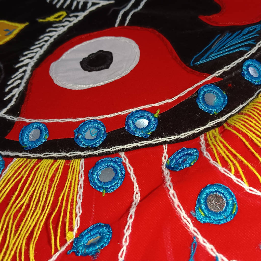 3 × 3 ft Handcrafted Velvet Jagannath - Red