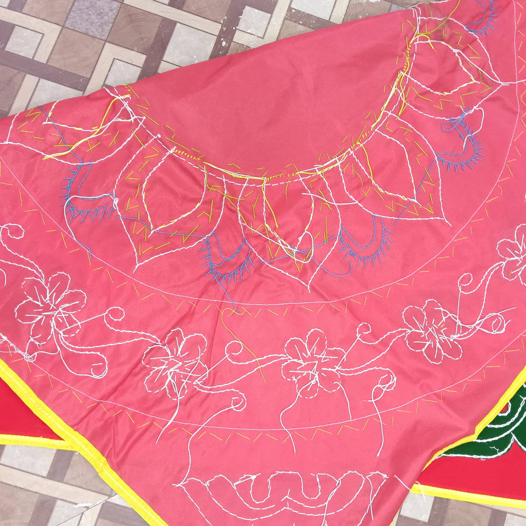 3 × 3 ft Handcrafted Velvet Jagannath - Red